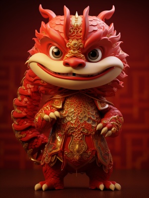 中国红色龙的华丽艺术细节