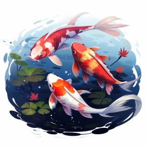 Four Koi Fish: Transcendental Dreaming in Light Gold and Beige