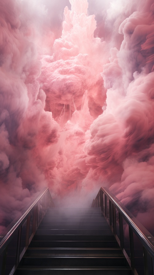 地狱阎王爷，粉色炫酷外形，蒸汽波，画面层次感，通往十八层