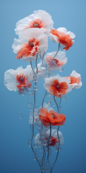 Silky Water: Close-up Abstract Poppy Flowers in Motion Blur