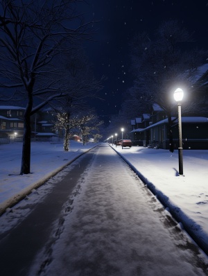 冬夜璀璨的雪景