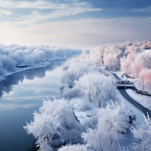 冬天的牡丹江冬天美丽景色镜泊湖，