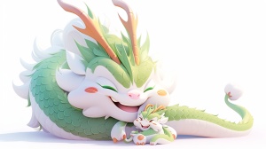Lovely Chinese Dragon and Cute Baby in Colorful Cartoon Style