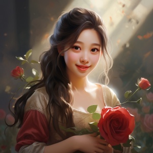 恬静清纯的中国女生，玫瑰花开