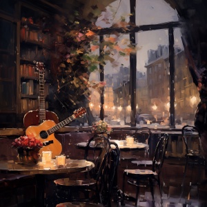 雨中咖啡屋的温馨书香