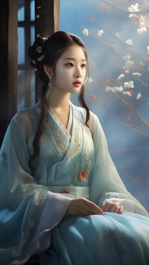 可爱中国女孩穿汉服，自信迷人古色古香