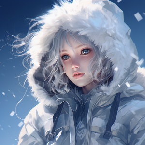 动漫风格少女穿着雪冰的服装