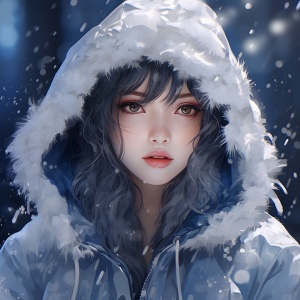 动漫风格少女穿着雪冰的服装