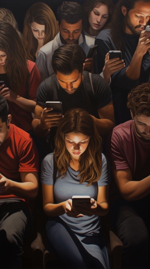 社会现象课程封面：低头看手机的人群