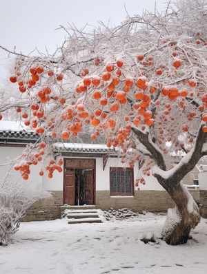 A Rustic Brick House in a Snowy Landscape