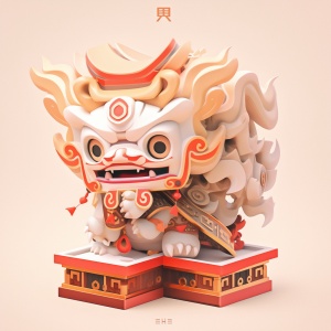 中国神话中的拟人tige模型，卡通IP玩具，高品质细节展示