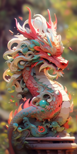 中国神话兽翡翠盲盒风格3D艺术