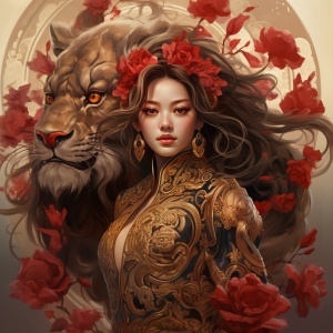 中国元素与美女共舞，狮子闪耀登场