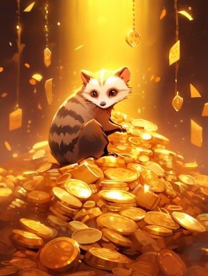 狸花猫与金元宝：可爱梦幻的钞票雨