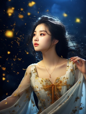 中国美女与星空的禅意杰作