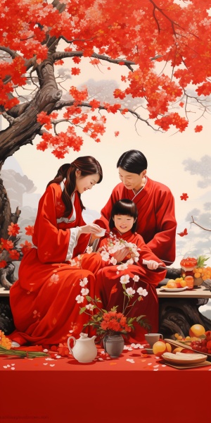 春节团圆，红色喜庆