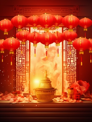中国新年庆典的超细节3D渲染