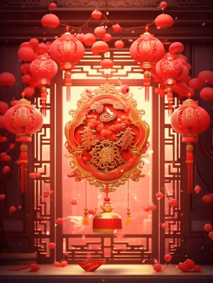 中国新年庆典的超细节3D渲染