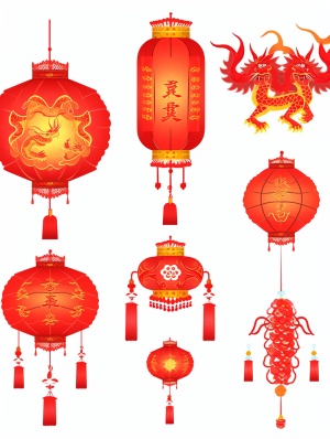保留传统韵味，古典华丽的龙年春节灯笼设计方案