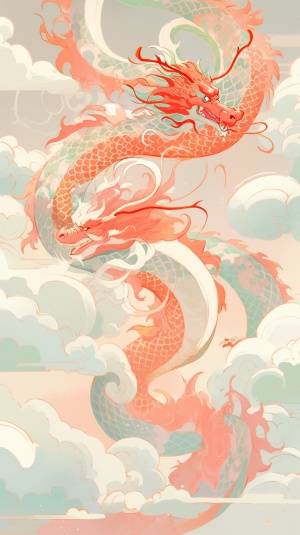 Chinese Dragon in Geometric Abstract Art Style