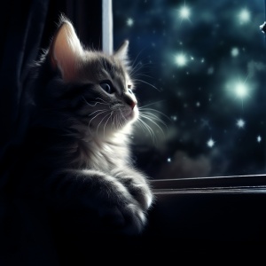 静夜观星的小猫