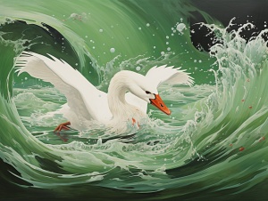 鹅鹅鹅，曲项向天歌，白毛浮绿水，红掌拨清波