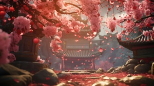 Spring Festival scrolls，super realistic,macro scene,big ，atmosphere,rendered in C4d,texture-based, realistic details, movielighting, 8k