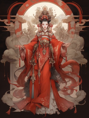中国神女红衣，高贵典雅，令人目眩神迷