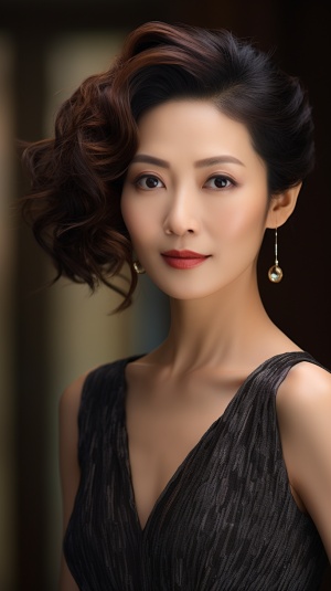 中国现代女性细致美貌的黑白肖像