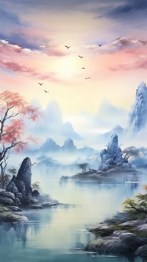 Water and sky are one color水和天空是一色的#Intimate contact with nature#MyTravelStory#Wonderland on Earth#The beautiful scenery that cannot be missed#Natural scenery sharing#Landscape#The beautiful scenery during the journey#Daily Art Sharing#Landscape Painting#Take you into the painting#Jade Carving#Paper Carving#Traditional Crafts#Landscape Painting#Chinese Painting #金香玉#Wallpaper#Landscape#Travel#Wonderland#AIGC #奇宇AI #奇宇AIEastern Parade#QiyuAIdailyword#大美中国#AIpaintingsomething#AIillustrator#creative planet aca
