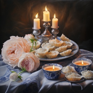 蜡烛、饺子和鲜花之美