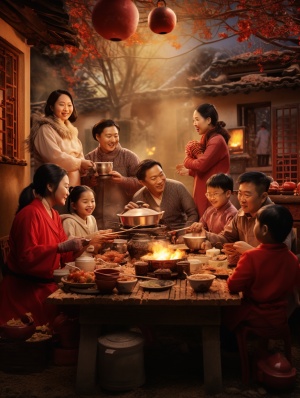 新春特辑 喜迎春节的欢乐场景 传统节日小年，农村炉灶台旁，一家人围坐在一起包饺子，热闹幸福 超真实画面 高清画质
