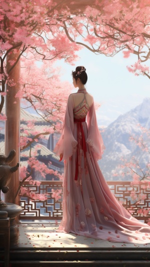 中国古典美女与古风3D建筑：超高清32K渲染