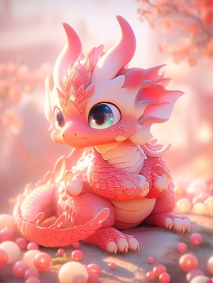 中国春节，可爱的龙，3D艺术与盲盒玩具