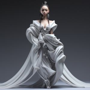 亚洲妇女的空灵生物风格微型雕塑