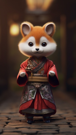 拟人小狐狸穿中国传统服饰练太极拳摄影作品
