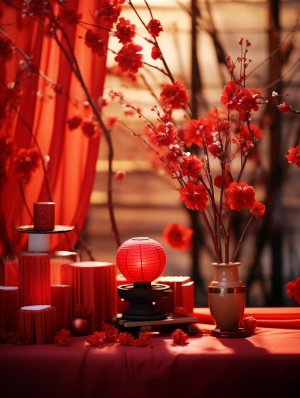 红色元素的近景与微距拍摄，展现中国春节气氛