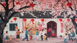 中国乡下农村的生动插图：佳节习俗与美丽风景