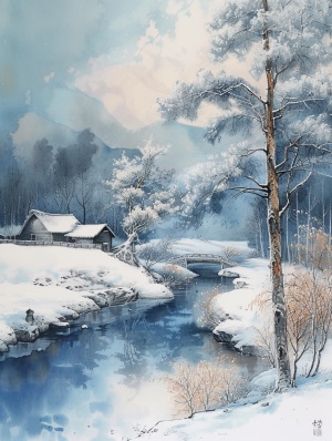 霜雪绘就水墨画 饶河美景如仙境