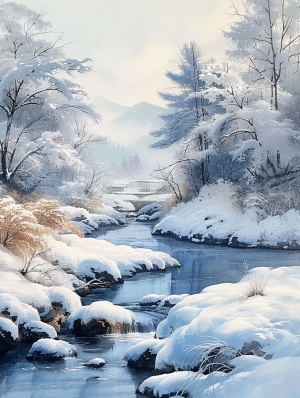 霜雪绘就水墨画 饶河美景如仙境