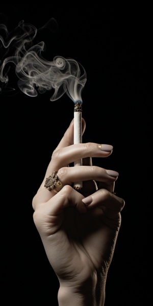 年轻女人手中冒烟的高清烟雾