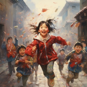 中国新年儿童欢欢乐乐