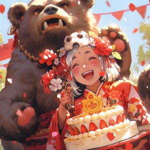 春节小熊少女