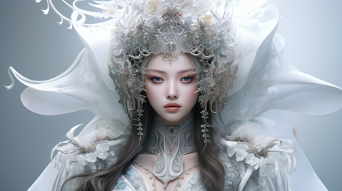 中国风，古装，3D，龙女，美女，妖艳绝伦，轻纱半掩，赤足，白皙