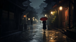 暴风雨中的孤独女人