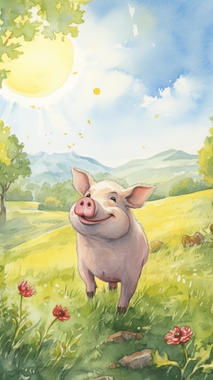 胖胖猪先生在农场里笑闹欢乐