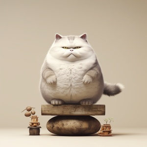 呆萌可爱的胖猫：禅意意境与极简构图