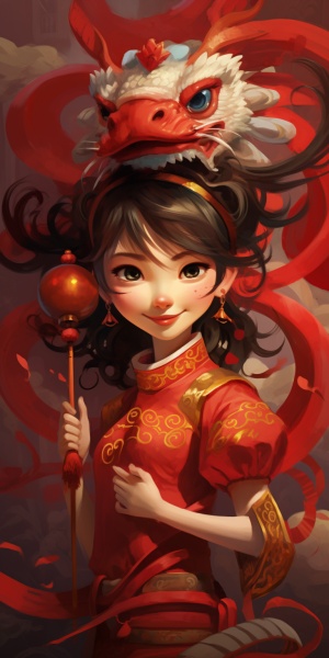 龙族公主施法，带有红飘带的笑容甜美