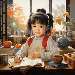 新中式书香童子图挂画