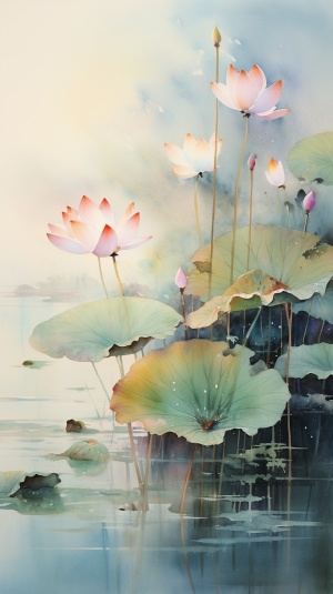 中国国画中的荷花与莲花